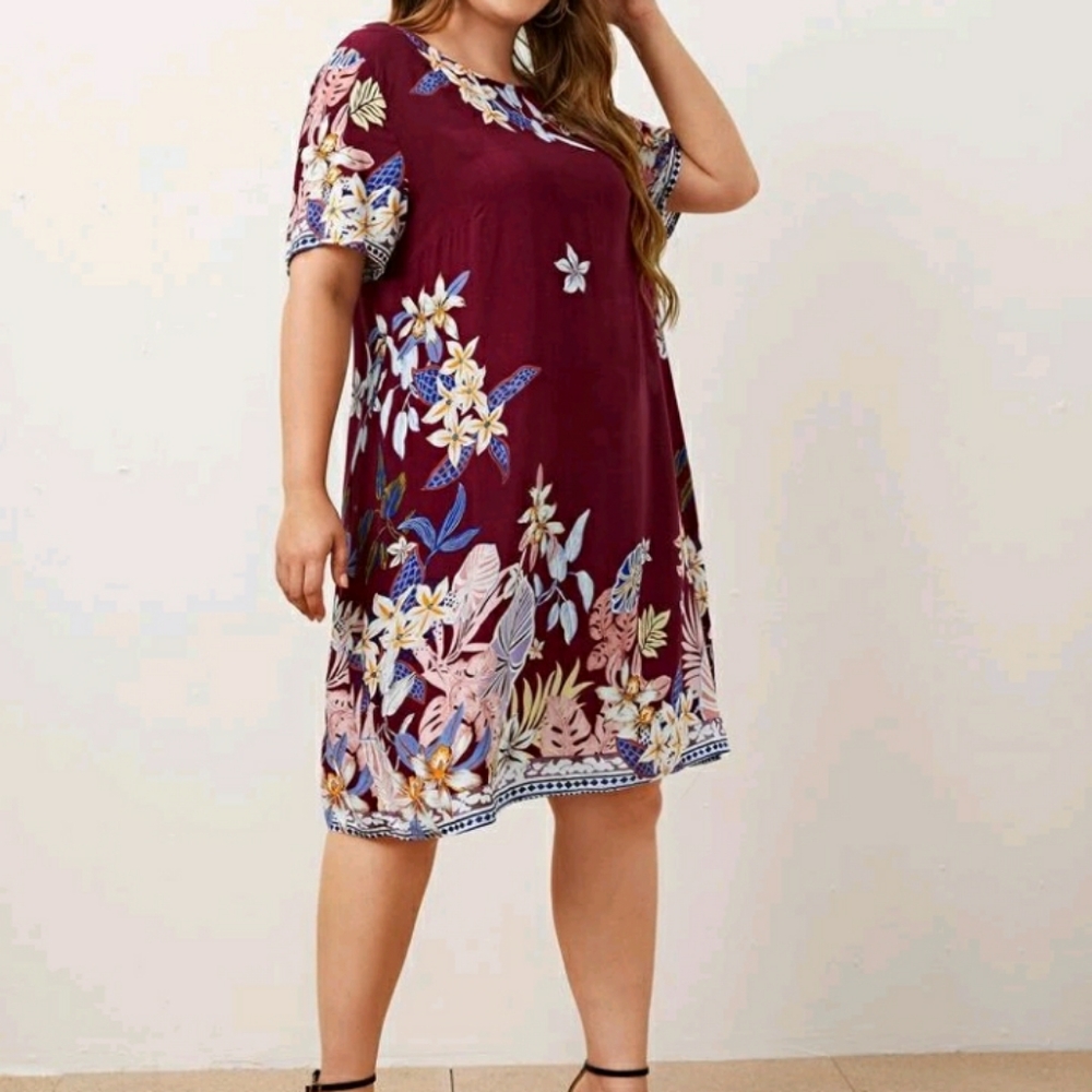 #26 Brand New Plus Maroon Tunic Dress - Picture 4 of 8
